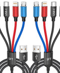 Go-To All In One Dual Type C Charging Cable 4 In 1 for iPhone 17 Galaxy S26 Android iPad and More, 5 ft nylon braided