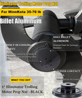 Top view of billet aluminum prop nut for MinnKota 35-70 lb trolling motors with cooling ports and wider contact area.