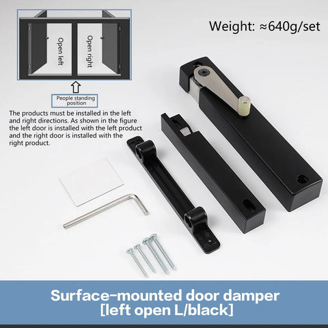 Heavy Duty Soft Close Damper Hinge For Barn Doors Smooth Operator Adjustable Speed, left opening black door damper components.