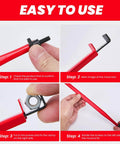 Long Reach Extension Clamp Tool Set For Tight Spaces Grip Nuts Bolts And Hose Clamps In Narrow Gaps Like A Pro Perfect For Auto Engines HVAC Systems And Plumbing Red Tri Pack Includes 7.5 Inch 10.5 Inch And 14.5 Inch Extensions shown in use with close-up views.