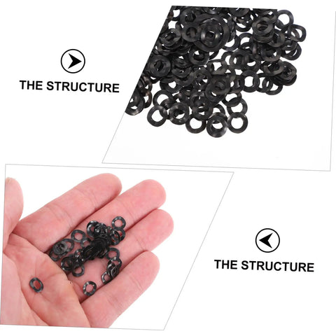 Wave Washer Assortment Kit With 500 Pieces Compression Type Spring Washers For Automotive And Home Use Thrust Loading Three Wave Design For Tight Load Specs Durable Steel Washers, black steel washers in pile and hand