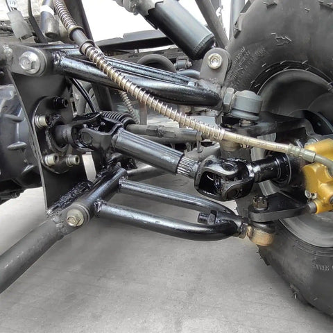 Close-up of All In One Go Kart Build Kit with Four Wheel Drive 40 Inch Rear Axle 48V 1000W Motor Differential Wheels.