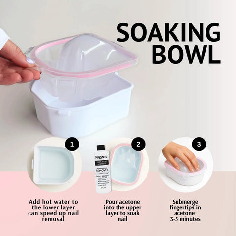 Gel Nail Polish Remover Kit With 8 Oz Pure Acetone Soak Off Bowl for Easy Nail Care and Gel Removal