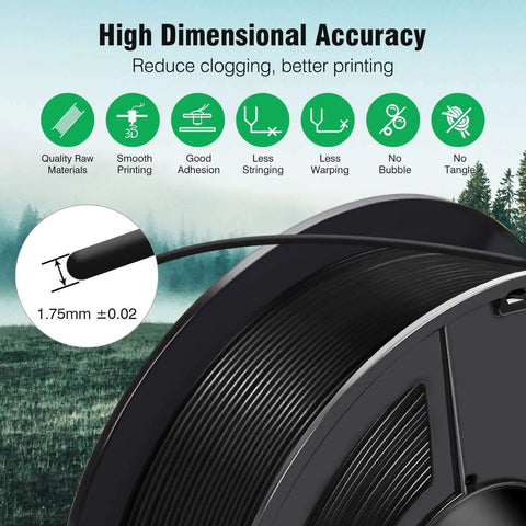 ASA 3D Printer Filament 1.75mm Black 1kg Spool UV Rain And Heat Resistant For Outdoor Functional Parts Built To Last Tougher Than PLA And ABS