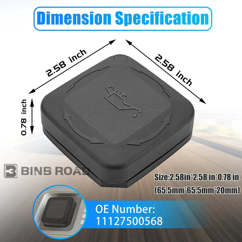 Engine Oil Filler Cap Cover Lid For BMW 3 Series E46 E90 E60 325i 330xi 325Ci 525i 525xi 530i 530xi Z4 Replacement, square design