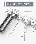 Heavy Duty Swing Bar Door Lock With Latch Guard For Inward Swing Doors, Brushed zinc alloy, rustproof, weather resistant, product size diagram