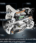 Cross-section view of 90 Amp Automotive Alternator Replacement For 2012 2017 Hyundai Accent And Veloster And 2012 2013 Kia Rio Beefy Power Output Generator OE Replacement 2608483 2616741 373002B300 373002B500 373002B510 showing housing, rotor, and pulley