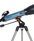 Beginner Refractor Telescope With Built In Phone Adapter For Easy Setup And Social Stargazing 100AZ Optics Foldable Tripod Entry Level Astronomy Kit For Newbie Explorers And Outdoor Enthusiasts, blue tube on tripod