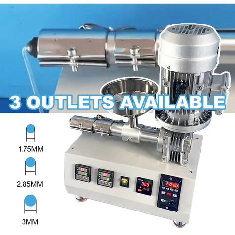 Whip Up Hot 3D Printer Filament On Demand Using This Badass 1000W Single Screw Extruder with three outlets for various filament sizes.