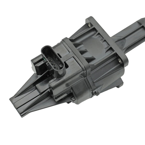 Side view of black plastic turbo wastegate actuator for BMW 2.0L turbo, 4-pin connector