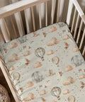 Balloon Transportation Pattern Baby Crib Sheets For Unisex Nursery Decor Featuring Balloons Clouds And Birds Fitted Sheet 28x52