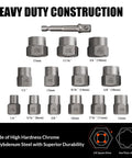 Heavy Duty 13-Piece Bolt Extractor Kit With Three Eighths Inch Adapter For Stripped Lug Nuts Rusted Bolts And Damaged Screws Easy Out Set