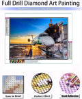Diamond Painting Kit For Adults 5D Crystal Diamonds Art With Tools And Accessories, DIY Craft For Home Decor Gift, airplane scene