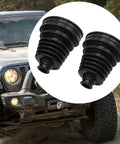 Universal CV Axle Boot Repair Kit Featuring Knockout Durability And Lock Tight Clamps For Shafts 19Mm To 24Mm showing two black rubber boots for vehicle axles.