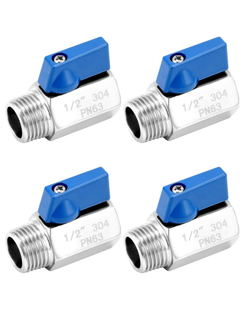 4 Pack Durable 304 Stainless Steel Ball Valve With 1/2 Inch NPT Female And Male Threads Shut Off Valves