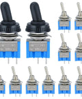 12 Pack Dope Tiny Toggle Switch SPST On Off 2 Pin 2 Position Waterproof Caps Included for DIY Projects PCB Breadboard MTS 101 Pro Grade Micro Switches