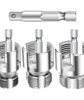 All In One Pipe Threading Kit For Internal And External Threads With 1/2 Inch 3/4 Inch And 1 Inch PVC Tubing Drill Friendly Thread Cutter Set For Quick Plumbing Repairs And Home DIY Projects, three metal threading bits