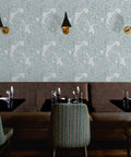 Premium Neutral Tropical Textured Vinyl Wallpaper Hella Durable Commercial Grade Wallcovering Custom Printed Paste Finish Smooth Leather Texture For Home Refresh in a cafe setting.