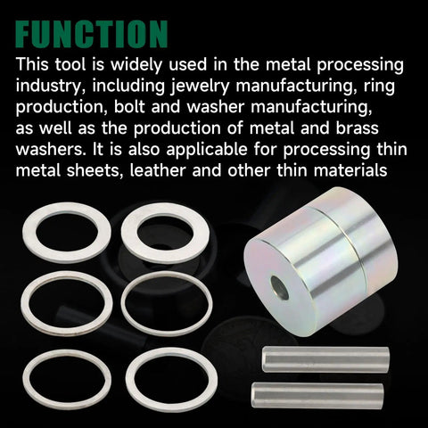 Heavy Duty Coin Ring Puncher Spacer Set Includes Six Precision Gauge Washers For Dead On Hole Sizing And No Sweat Do It Yourself Jewelry Making Projects. Set of six precision gauge washers and punching tool components.