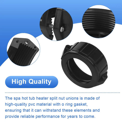 2 Inch Spa Heater Split Nut Unions With Screw O Rings Replacement For Balboa Gecko Hot Tub featuring PVC material and gaskets