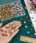 Check Out These 125 Pcs Tibetan Alloy Cord End Caps In 10 Cool Styles With Antique Silver And Golden Tones Perfect For Your Next DIY Jewelry Kit To Fix Necklace Bracelet Tips. Tibetan alloy cord end caps, 0.4 inch, gold and silver, in storage box