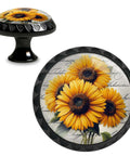 Vintage Sunflower Cabinet Knobs 4 Pack Round Acrylic Drawer Dresser Hardware For Home Kitchen Wardrobe Cupboard Doors Rustic Retro Farmhouse Vibe Easy Install Set close-up