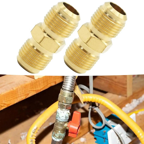 Copper Tubing Extension Joint Connectors One Half Inch Male Flare Brass Fittings For Lengthening And Connecting Copper Pipes Two Pack High Quality Pure Copper For Gas Refrigeration And Instrumentation Hydraulic Systems, two brass fittings