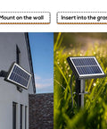 48 Foot Solar String Lights Outdoor USB Rechargeable Waterproof Shatterproof Bulbs Hanging Lights For Backyard Porch Garden Cafe Camping Party And Patio Vibe Decor with solar panel mounted on wall and inserted into grass