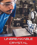 Technician uses Pro Grade Dial Indicator Set With Jewel Bearing And Case for precise measurement in machining project.