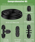 Half Inch Drip Irrigation Tubing Main Line 25 Ft Flexible PVC Garden System With Barbed Locking Fittings And Irrigation Parts