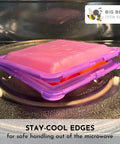 SoftShell Reusable Silicone Food Storage Container With Connected Clamshell Lid Snap Closure Keeps Lids Attached Not Leak Proof