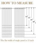 Diagram measurement guide for Privacy Boho Curtains 84 Inches Long 2 Panels Set, showing various height options.