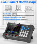 Handheld Digital Oscilloscope Kit With 2 Channel Input, 120MHz Bandwidth, 3.2 Inch TFT Display, Built In DDS Signal Generator, 250MSa Per Second Sampling, Portable On-The-Go Automotive Oscilloscope And Multimeter