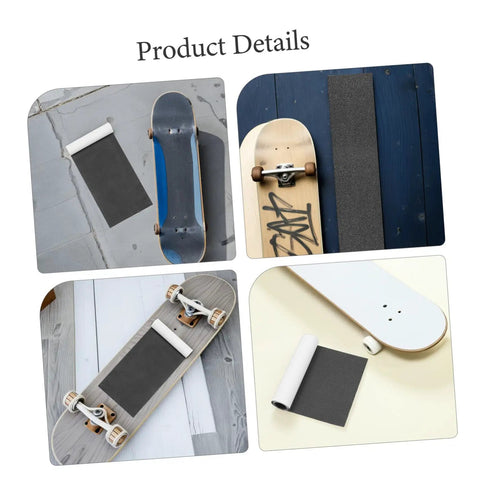 Non Slip Grip Tape For Skateboard Decks And Electric Scooters Heavy Duty PVC Material With Strong Hold Replacement Sandpaper Grip Tape For Beginners And Pros Weatherproof And Wide Compatibility Built Tough As Nails displayed on various skateboard decks