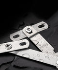 Stainless Steel Window Restrictor Stopper For Your Pad Security Keeps Airflow And Light While Lockin Tight, wet metal parts close-up