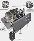 Automatic Desktop Paging Machine And Inkjet Printing Feeder For Bags Cards Cartons High Speed 60W Motor adjustable design and components overview.