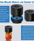 Tutorial for Electric Mason Jar Vacuum Sealer Kit For Fresh Preserves with red arrow alignment and two vacuum sealing units.