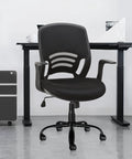 Heavy Duty Office Chair Base Replacement With Universal Fit Caster Sockets And Matte Black Finish For Gaming Desk Furniture visible on black mesh chair.