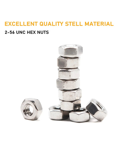 100 Pack 2-56 Coarse Thread Hex Lock Nuts Crafted From Premium 304 Stainless Steel for automotive and heavy-duty use.