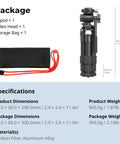 Pro Grade Carbon Fiber Tabletop Tripod Kit With 17 Inch Compact Desktop Design Built In Arca QR Plate Lightweight shown folded with bag