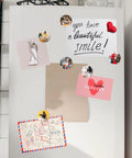 Refrigerator with notes and photos using 100 Pcs 1.5 Inch Round Sublimation Blank Aluminum Sheets For Heat Transfer Projects