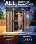 6x4Ft Outdoor Storage Shed Waterproof Metal Garden Shed with Lockable Sliding Door showing weather protection features.