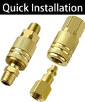 Beefy 1/4 Inch NPT Brass Quick Connect Fittings Set For Air Compressors And Pneumatic Tools, Universal 1/4 FNPT Female Couplers And Plugs
