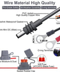 Direct Battery Power Cable For Starlink Mini 5M 16.4ft 18AWG DC Cable With Fuse Holder parts and specifications, 12V-48V input.