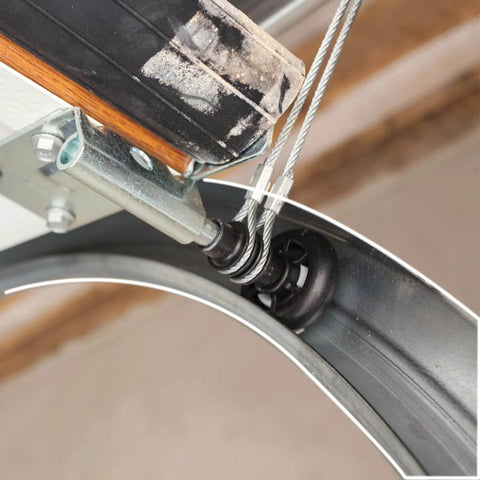 Close-up view of Built To Last 1.5mm Steel R12 Horizontal Garage Door Tracks For 7 Foot Doors 2 Inch Rail Pair