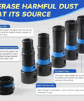 7Pcs Vacuum Hose Expansion Adapters With Dustcollection Quick Connectors And 360 Rotating Clip For 1-1-4 Inch Hoses, showing various nozzle types.