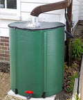 750L Foldable Rain Barrel With Large Capacity Water Storage Tank Portable Rainwater Harvesting Container next to house