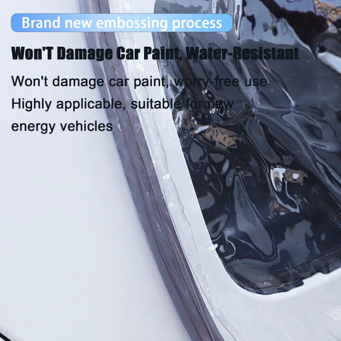 Grip Tight Magnetic EV Charger Cover For Cadillac Optiq 2025 To 2026 showing embossed water-resistant fabric covering a charging port.