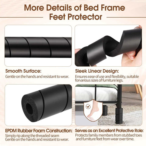 Heavy Duty Rubber Bed Frame Toe Protectors Four Pack Cushioned Corner Guards For Furniture Legs with smooth surface and flexible design.