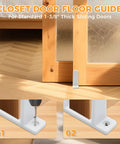 Four Pack Closet Door Floor Guides For Floor Sliding Doors Fits One And Three Eighths Inch Thick White With Eight Screws Durable ABS Material Waterproof And Wear Resistant Ideal For Cloakrooms Bathrooms And Kitchens